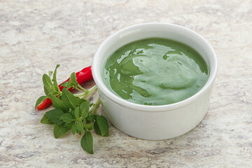 Green chili pepper and lime sauce