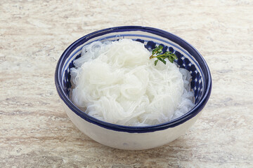 Glass asian noodles in the bowl