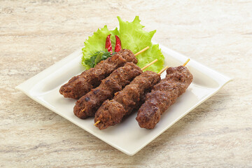 Beef kebab skewer minced meat