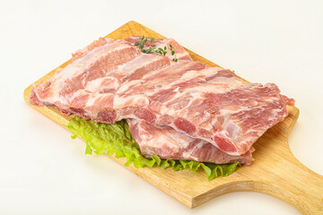 Raw pork ribs for cooking