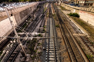 Fototapeta premium View of an urban area with railway