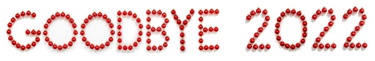 Red Christmas Ball Ornament Building Word Goodbye 2022