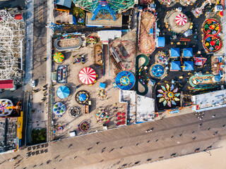 Coney island amusement park in New York aerial view