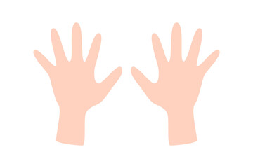 Kids hands. Palm hand. Template.Vector illustration. Isolated on white background.