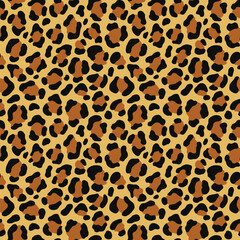 Seamless leopard print, wild cat vector print, animal texture, fashion