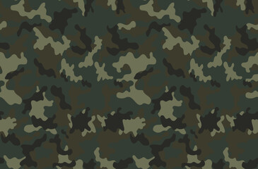 Fototapeta premium green army pattern camouflage, forest texture, military uniform, seamless background.