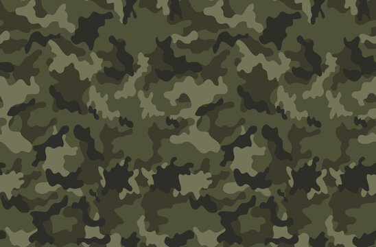 
Texture camouflage khaki background vector repeat pattern, fashion print for textiles, military uniform disguise.