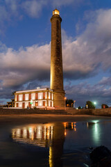 Fototapeta na wymiar Maspalomas lighthouse at evening time, Maspalomas, Gran Canary, Canary Islands, Spain