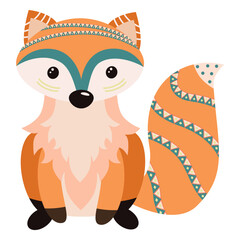 Wild fox in scandinavian style. Cute forest animal. Vector illustration