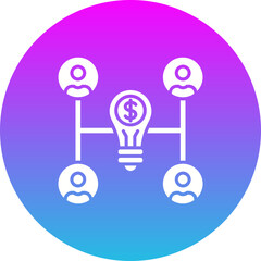 Team Work Gradient Circle Glyph Inverted Icon