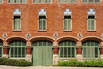 Naklejka premium Historischer Klinikkomplex des Hospital de la Santa Creu i Sant Pau, Barcelona, Katalonien, Spanien,
