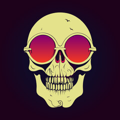 Halloween Skull With Sunglasses, Skeleton Face Vector Art