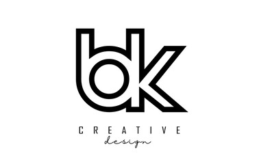 Outline Letters bk b k logo with a minimalist design. Letters with elegant, simple and two letters design.