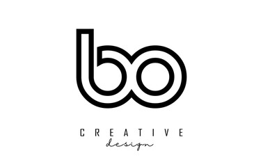 Outline Letters bo b o logo with a minimalist design. Letters with elegant, simple and two letters design.
