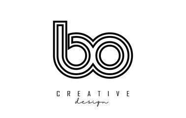 Outline Letters bo b o logo with a minimalist design. Letters with elegant, simple and two letters design.