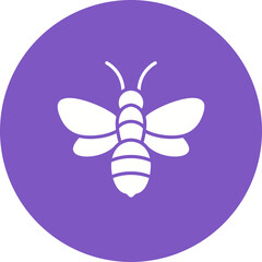 Bee Multicolor Circle Glyph Inverted Icon