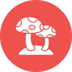 Mushroom Multicolor Circle Glyph Inverted Icon