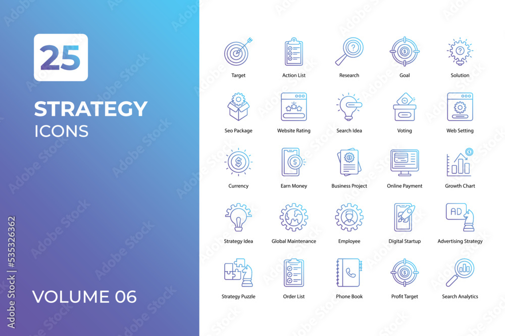 Wall mural Strategy icons collection.