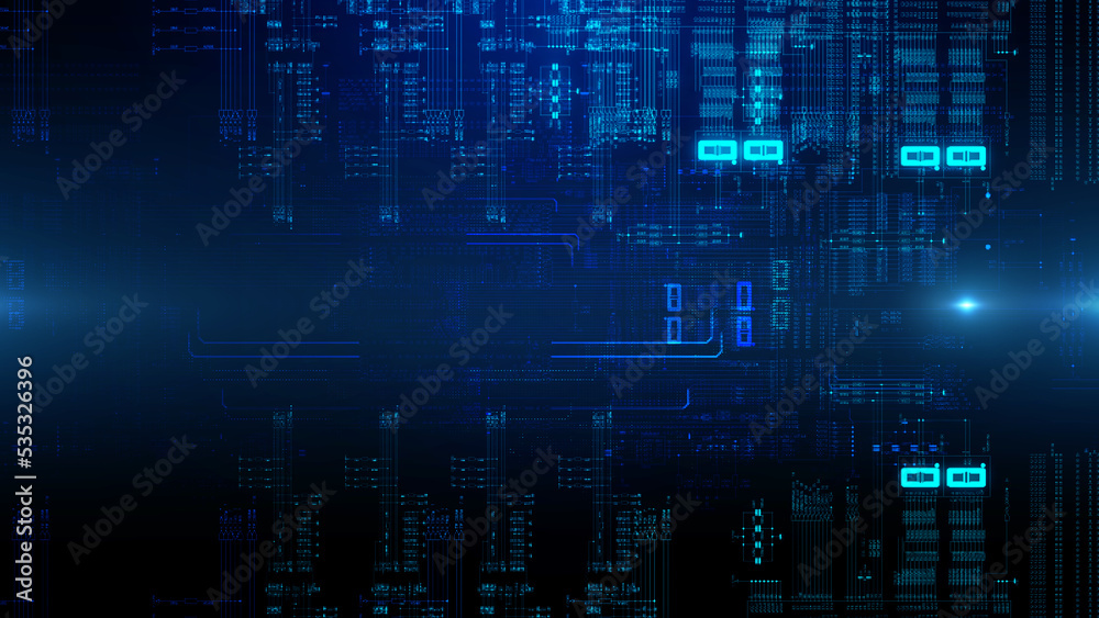 Poster Technology background moving data array/Technological background data transmission channel. Motion of digital data flow. Transferring of big data. Transfer and storage of data sets. 3d rendering