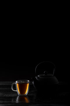 cup of tea on black