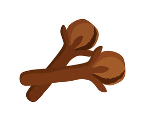 Dry clove spice isolated on white background. Flat vector illustration