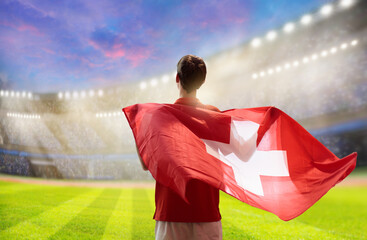 Switzerland football team supporter. Swiss fan.