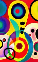 Abstract digital painting circles, geometric modern fauvism art. Neo expressionism style wall art poster, canvas print. Interior decoration template. Creative design abstract background texture