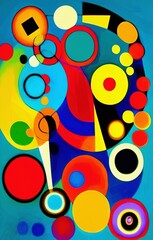 Abstract digital painting circles, geometric modern fauvism art. Neo expressionism style wall art poster, canvas print. Interior decoration template. Creative design abstract background texture