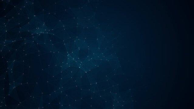 Motion graphic of Blue dot and line connection with polygonal technology on abstract background concept seamless loop video
