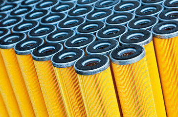 Lots of new spare engine oil filters.
