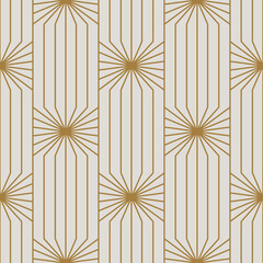 Vintage Art Deco Seamless Pattern. Line art geometric gold shapes. Modern ornaments vector illustration. Gatsby retro elegant background for fabric, wallpaper or wrapping