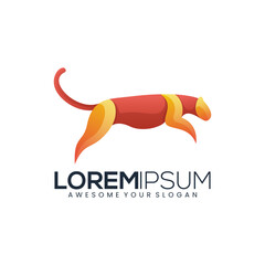 Leopard jump colorful gradient logo animals