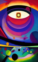 Abstract digital painting circles, geometric modern fauvism art. Neo expressionism style wall art poster, canvas print. Interior decoration template. Creative design abstract background texture