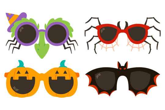 Halloween party glasses vector cartoon set isolated on a white background.