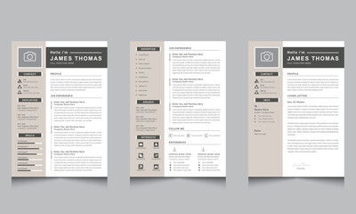 Professional Resume CV Layout with Beige Elements Accents