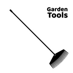 lawn rake icon black and flat vector