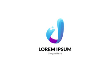 letter J with water effect for business logo