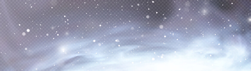Snow blizzard, christmas winter background. Snowflakes flying isolated on transparent background.	
