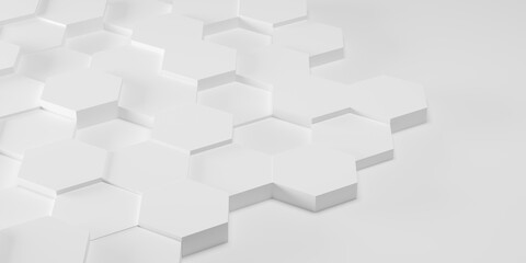 White abstract hexagons geometric texture background.