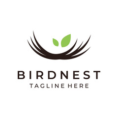 Bird's nest hipster logo creative design vector illustration template.