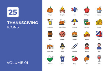 Thanksgiving icons collection.
