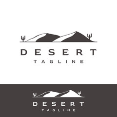 Fototapeta na wymiar Hot desert and dunes abstract logo template vector design with cactus showing sand dunes isolated background.
