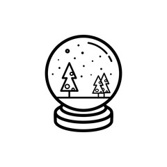 Szklana  kula ze śniegiem, Boże Narodzenie - ikona wektorowa - obrazy, fototapety, plakaty