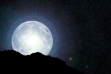 Spooky night image. Big moon
