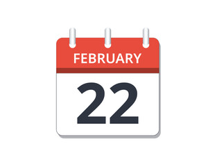 February, 22nd calendar icon vector

