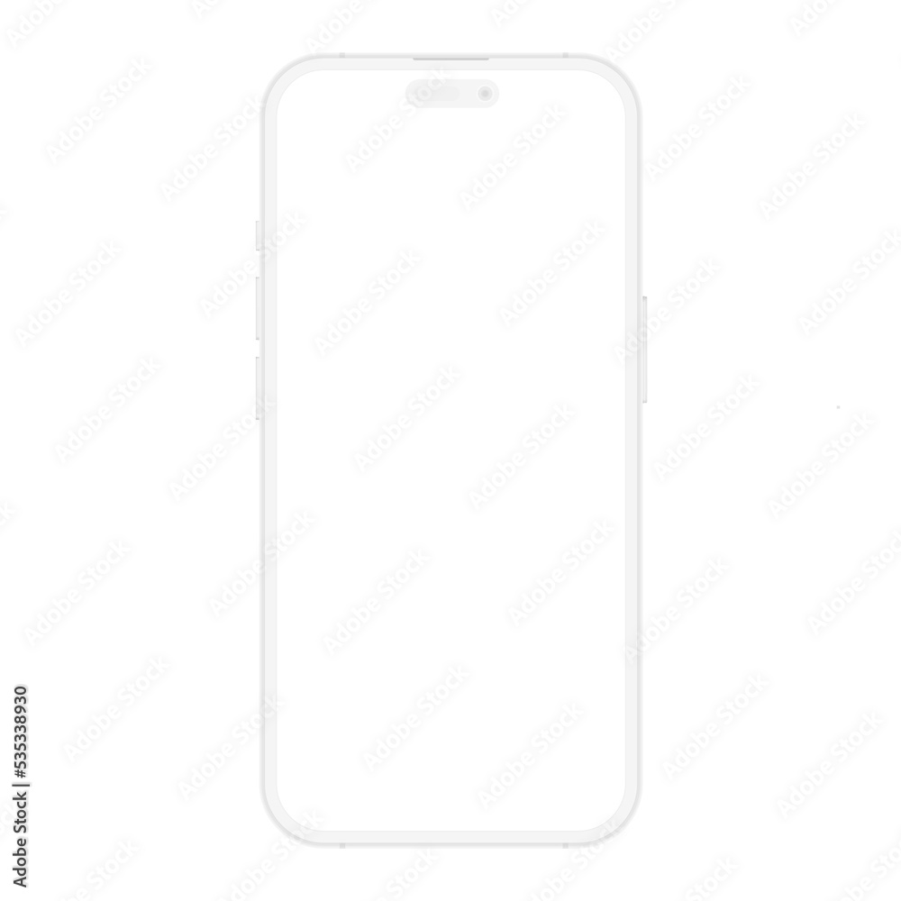 Poster Realistic soft white mockup template phone for your project, visual ui app demonstration. High quality realistic newest version of smartphone with blank white screen vector illustration