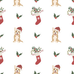 Christmas Seamless Pattern with white Background.