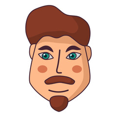 Doodle face.People face icon.Human avatar a man with a beard.Vector illustration hand-drawn style. Isolated on white background.