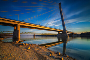 Monostor bridge - newly built Danube bridge between Komárno, Slovakia and Komárom, Hungary.