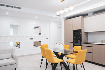 A kitchen of a house. Concept of minimalism